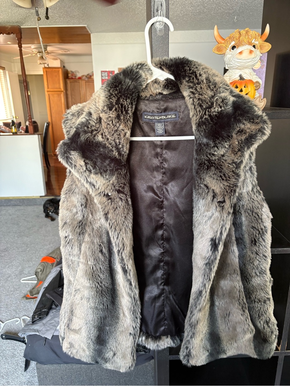 Kristen Blake Faux Fur Teddy Jacket in Gray and Black Lining